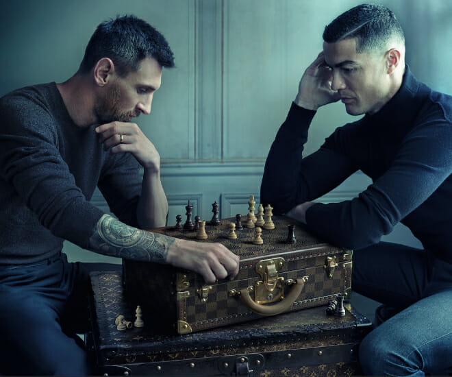Louis Vuitton Stars Soccer Icons Lionel Messi and Cristiano Ronaldo in “Victory is a State of Thoughts” Marketing campaign