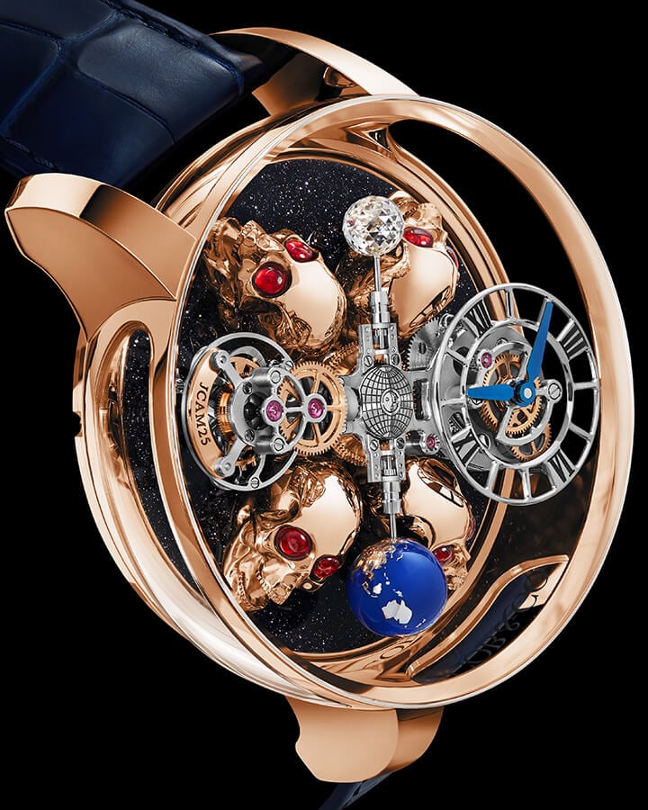 Jacob & Co’s 18K Rose Gold Astronomia Tourbillon Artwork Static 4 Skulls Is A True Work Of Artwork and Prices $800K