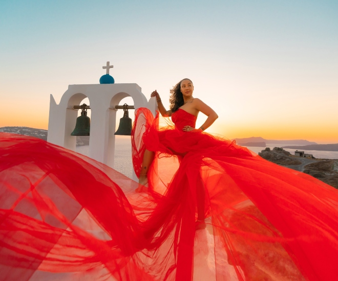 Santorini Flying Costume Photoshoot Affords A Jaw-Dropping Picture-op