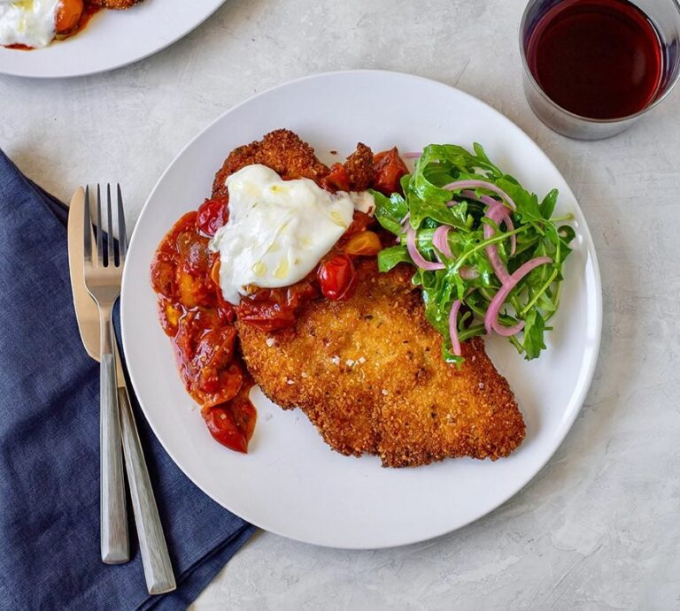 Hen Cutlets With Burrata and Melted Child-Tomato Sauce