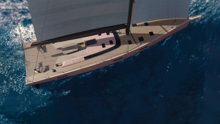 The Baltic 80 customized Yacht wearing pink is a placing object